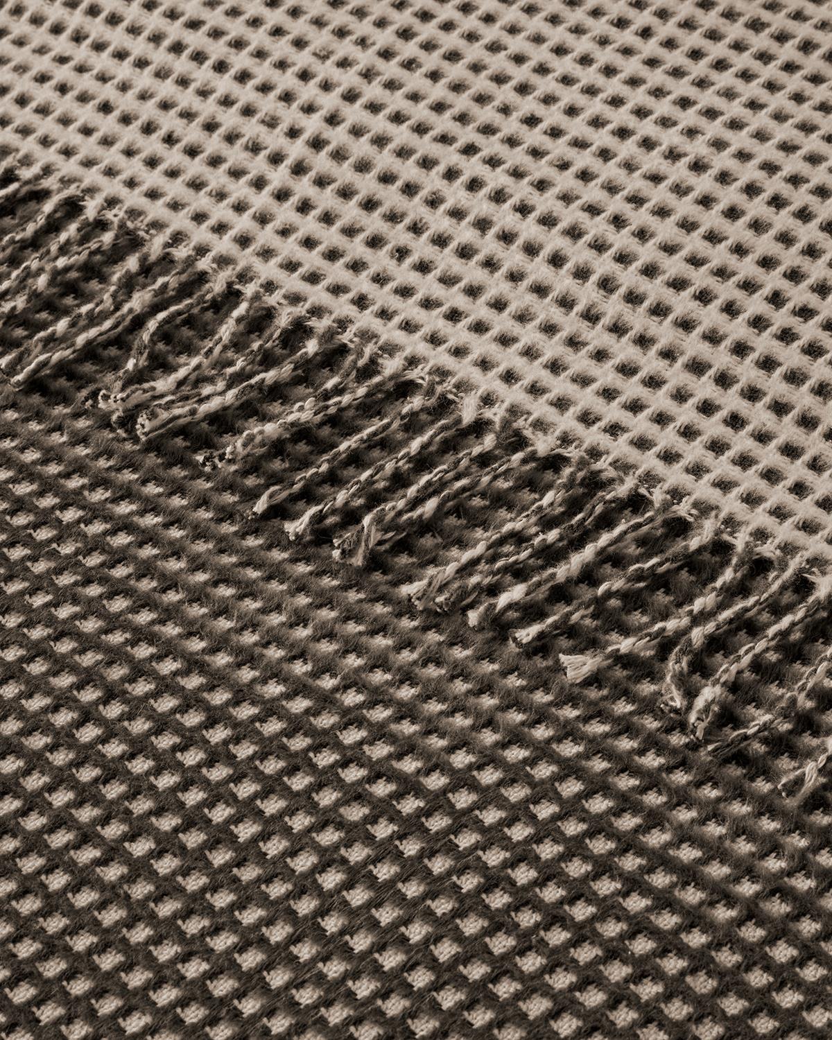 Plain Одеяло Двоен Памучен с вафлена структура 200x220 см Антрацит - Бежов