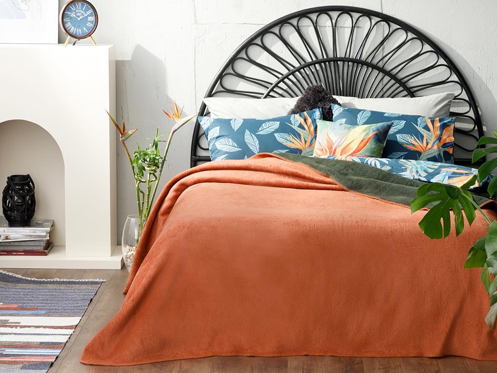 Plain Одеяло Двоен Памучен 200x220 см Керемиден - Маслиненозелен