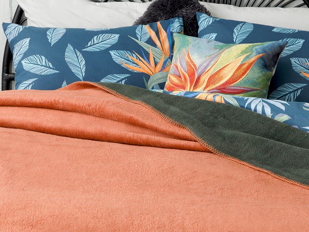 Plain Одеяло Двоен Памучен 200x220 см Керемиден - Маслиненозелен