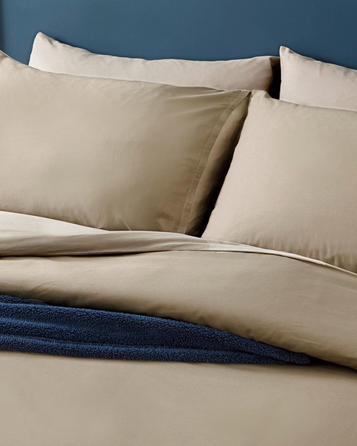 Plain Спален Комплект Двоен Памук 200x220 см Маслиненозелен - Бежов