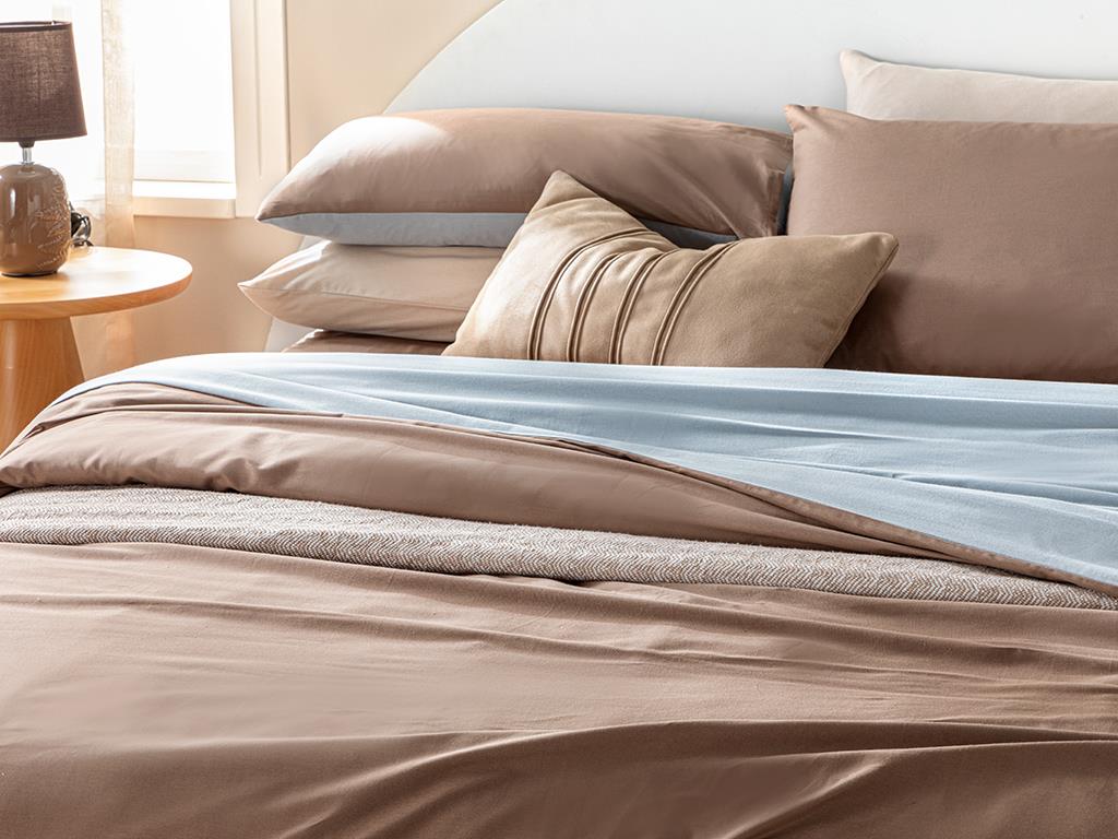 Plain Спален Комплект Двоен Памук 200x220 см Кафяв - Селадон