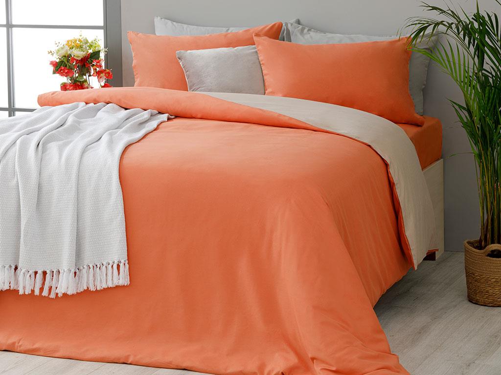 Plain СПАЛНО БЕЛЬО КОМПЛЕ Двоен човек Памучен 200x220 cm Оранжево,
