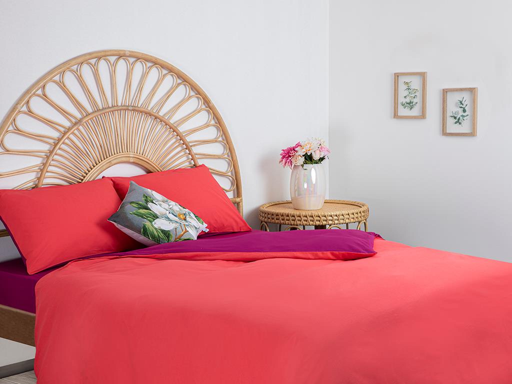 Plain СПАЛНО БЕЛЬО КОМПЛЕ Двоен човек Памучен 200x220 cm Орхиде