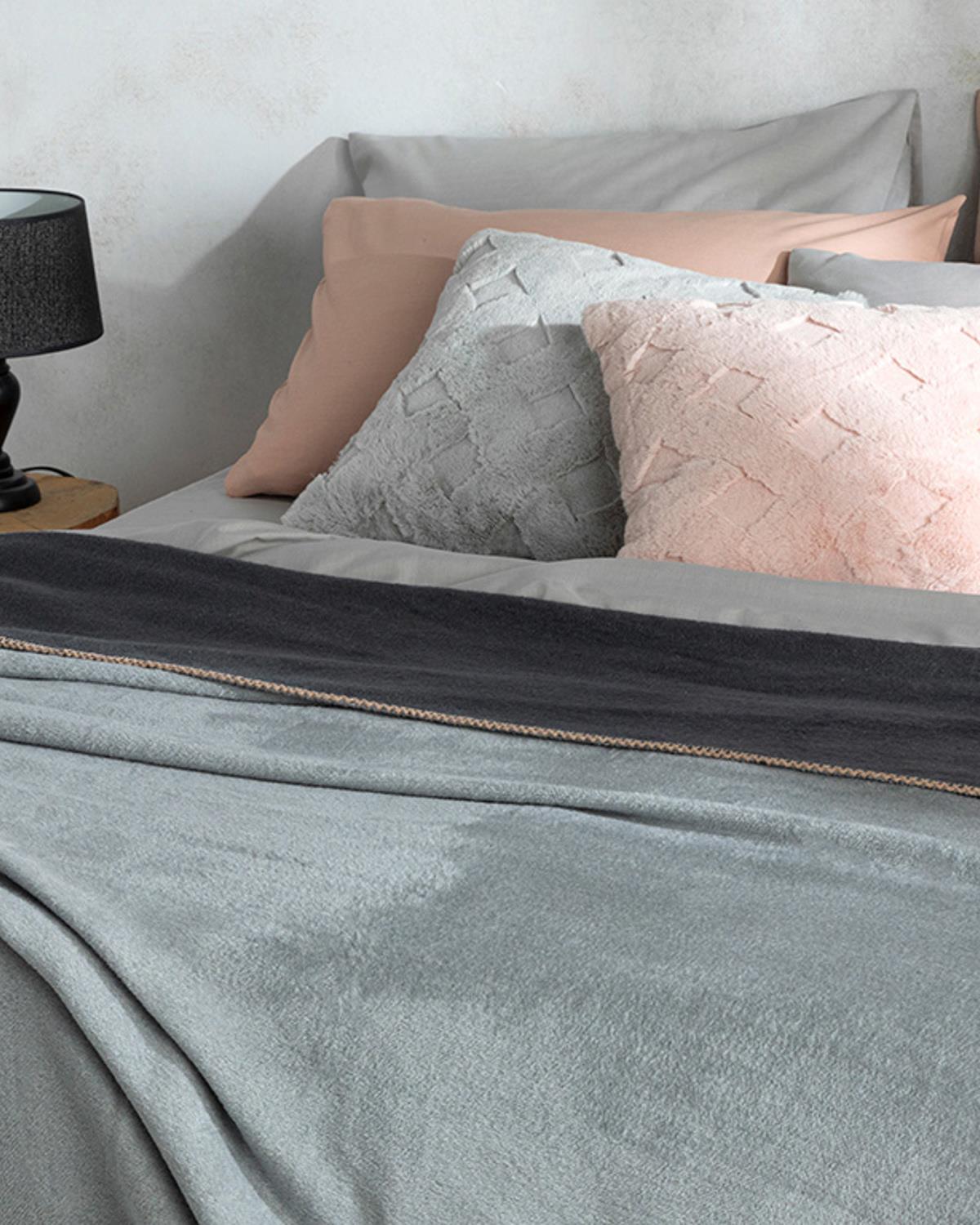 Plain Одеяло Кралски размер Памучен 220x240 см Сив - Антрацит