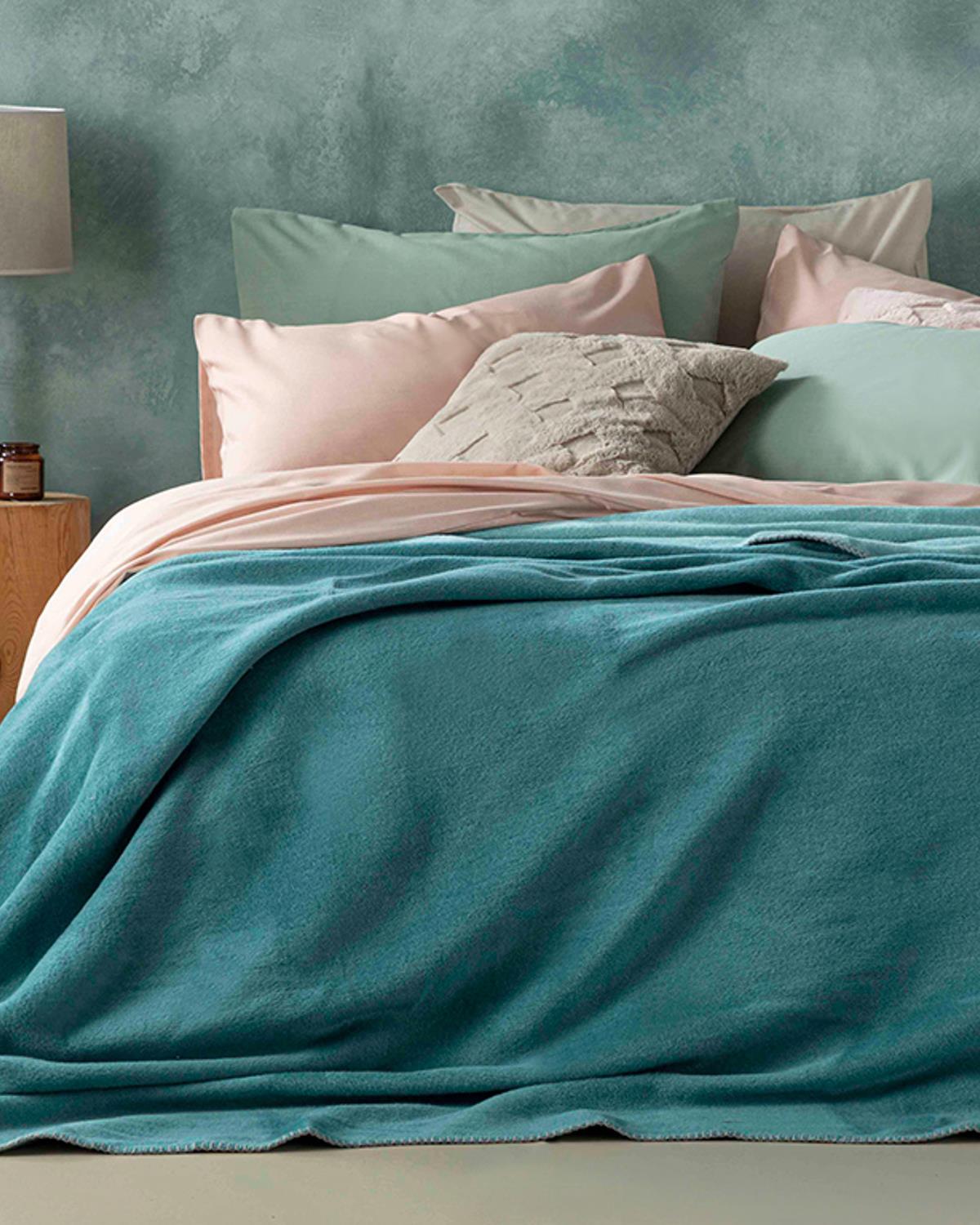 Plain Одеяло Кралски размер Памучен 220x240 см Селадон - Мента