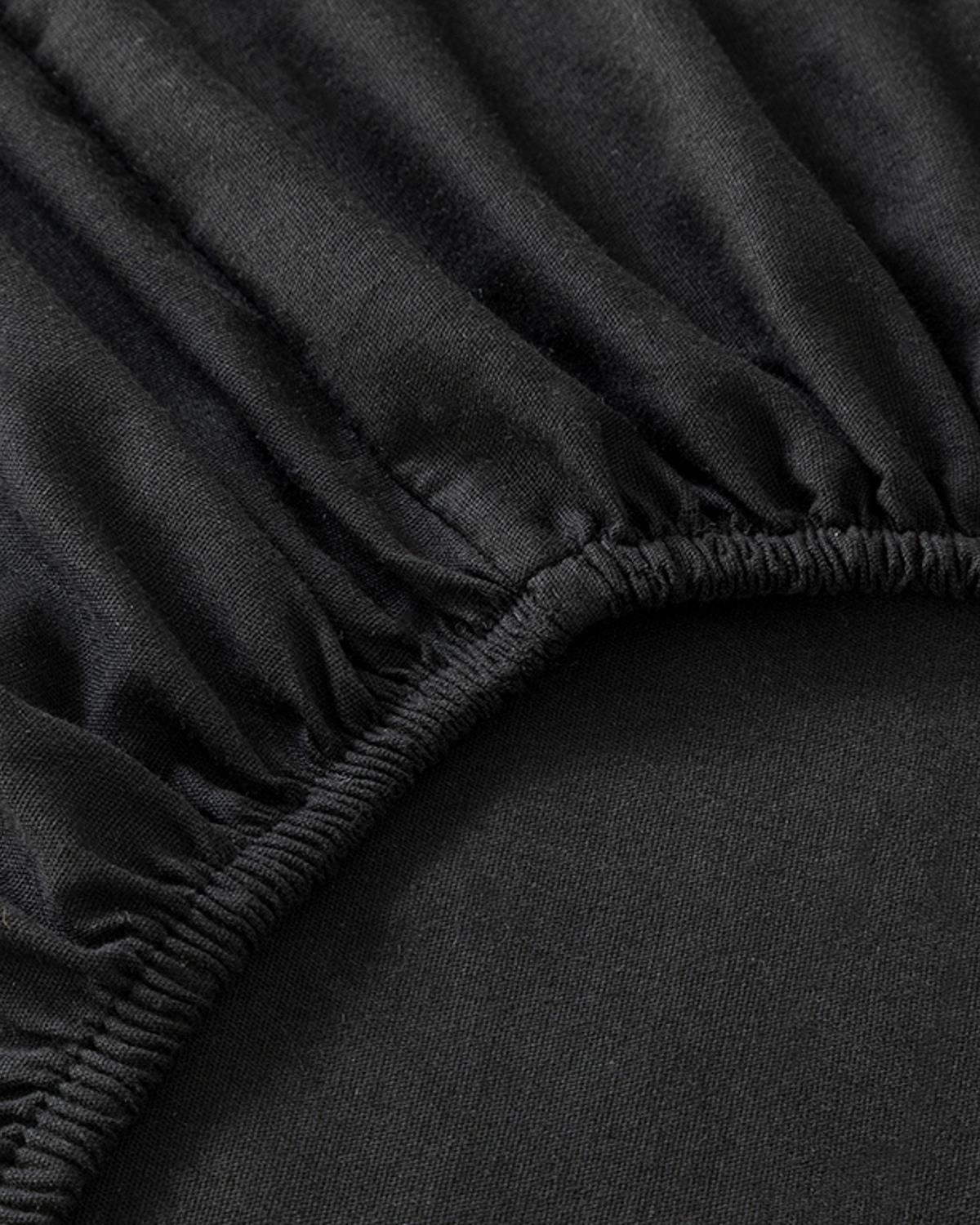 Plain Спален Комплект Кралски размер Памучен 240x220 см Черен