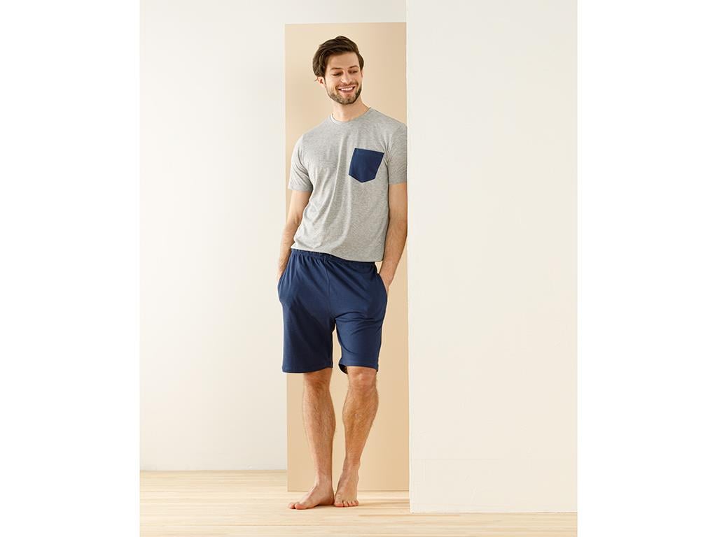 plain blue ПИЖАМА КОМПЛЕКТ С ДЖОБ Памучен полиестер XXL Dark Blue