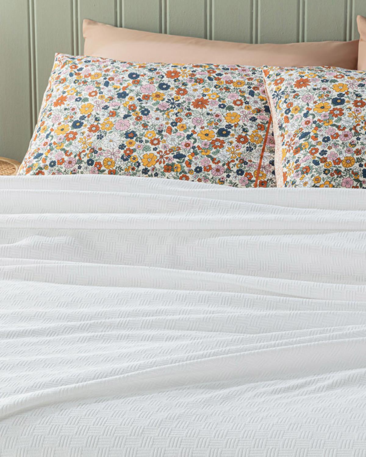 Plain Пике King Size, Памучен, Бяло, 220 X 240 Cm