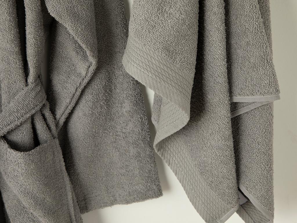 Plain Комплект Халат За Баня Комплект Памучен L-XL Тъмносив