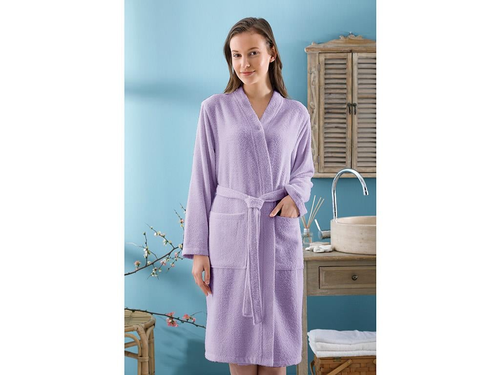 Plain ХАЛАТ Дамски Памучен S-M Light Lilac