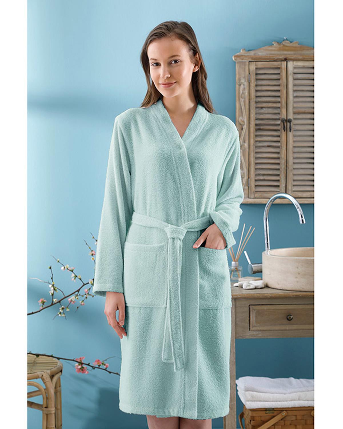Plain Халат За Баня Дамски Памучен S-M Mint