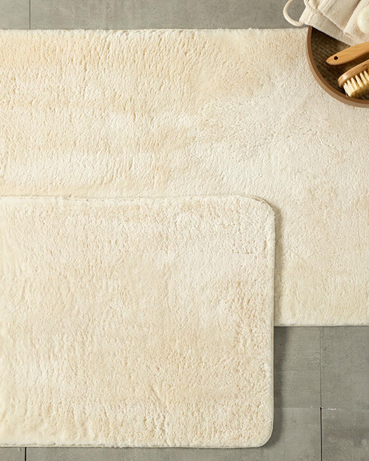 Poffy 2 Set Bath Mat Set 60x100 - 50x60 cm Ecru