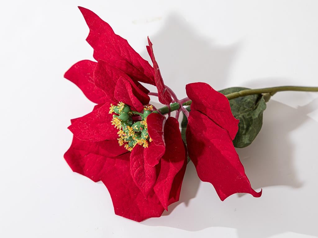 Poinsettia Изкуствено Цвете Един Стрък 75 см Червен