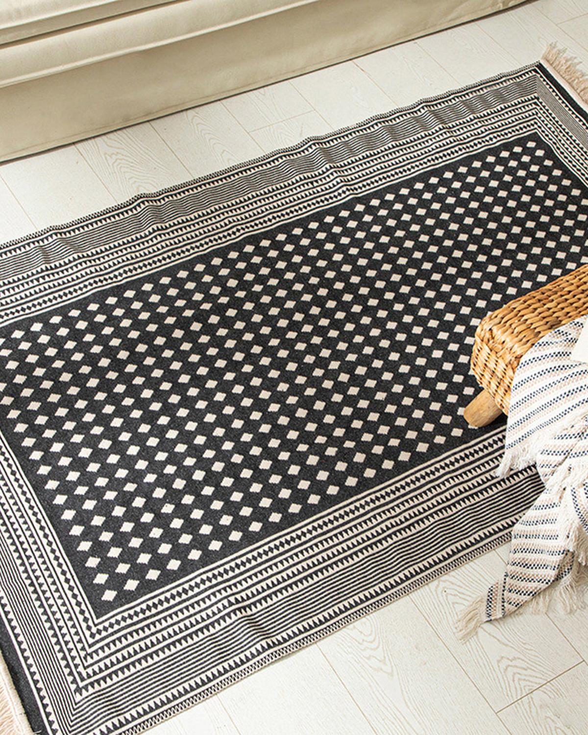 Points Килим Тъкан 120x180 см Бежов - Черен