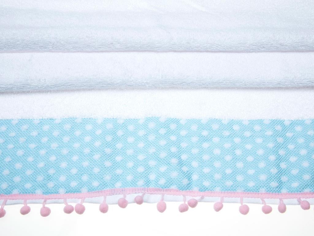 Polka Dot ХАВЛИЯ ЗА ЛИЦЕ С помпони Жакардов 50x80 cm Blue.