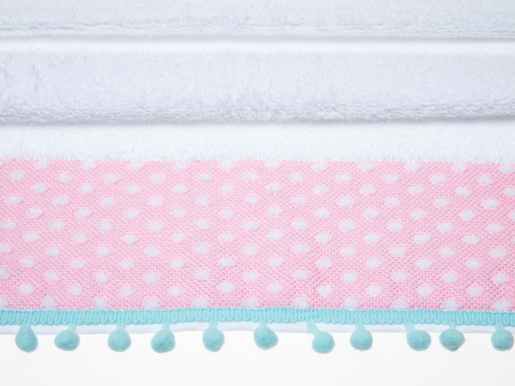 Polka Dot ХАВЛИЯ ЗА ЛИЦЕ С помпони Жакардов 50x80 cm Pink