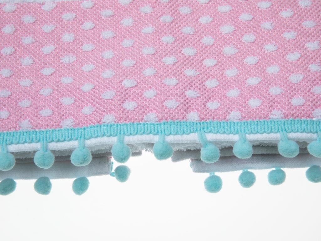 Polka Dot ХАВЛИЯ ЗА ЛИЦЕ С помпони Жакардов 50x80 cm Pink