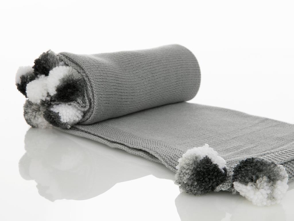 Pompom БЕБЕШКО ОДЕАЛО С помпони Трикотаж 90x90 cm Gray
