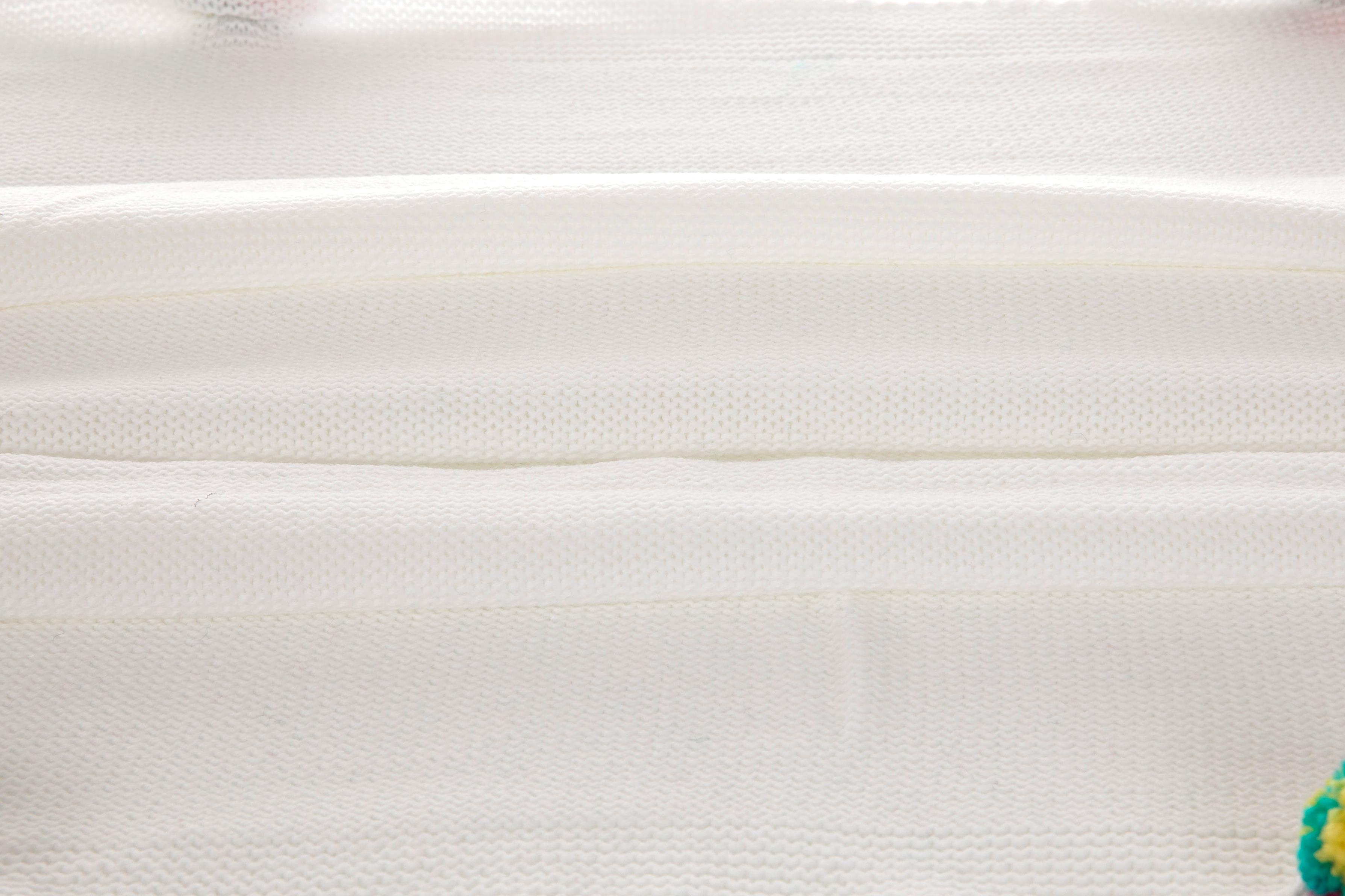 Pompom БЕБЕШКО ОДЕАЛО С помпони Трикотаж 90x90 cm White