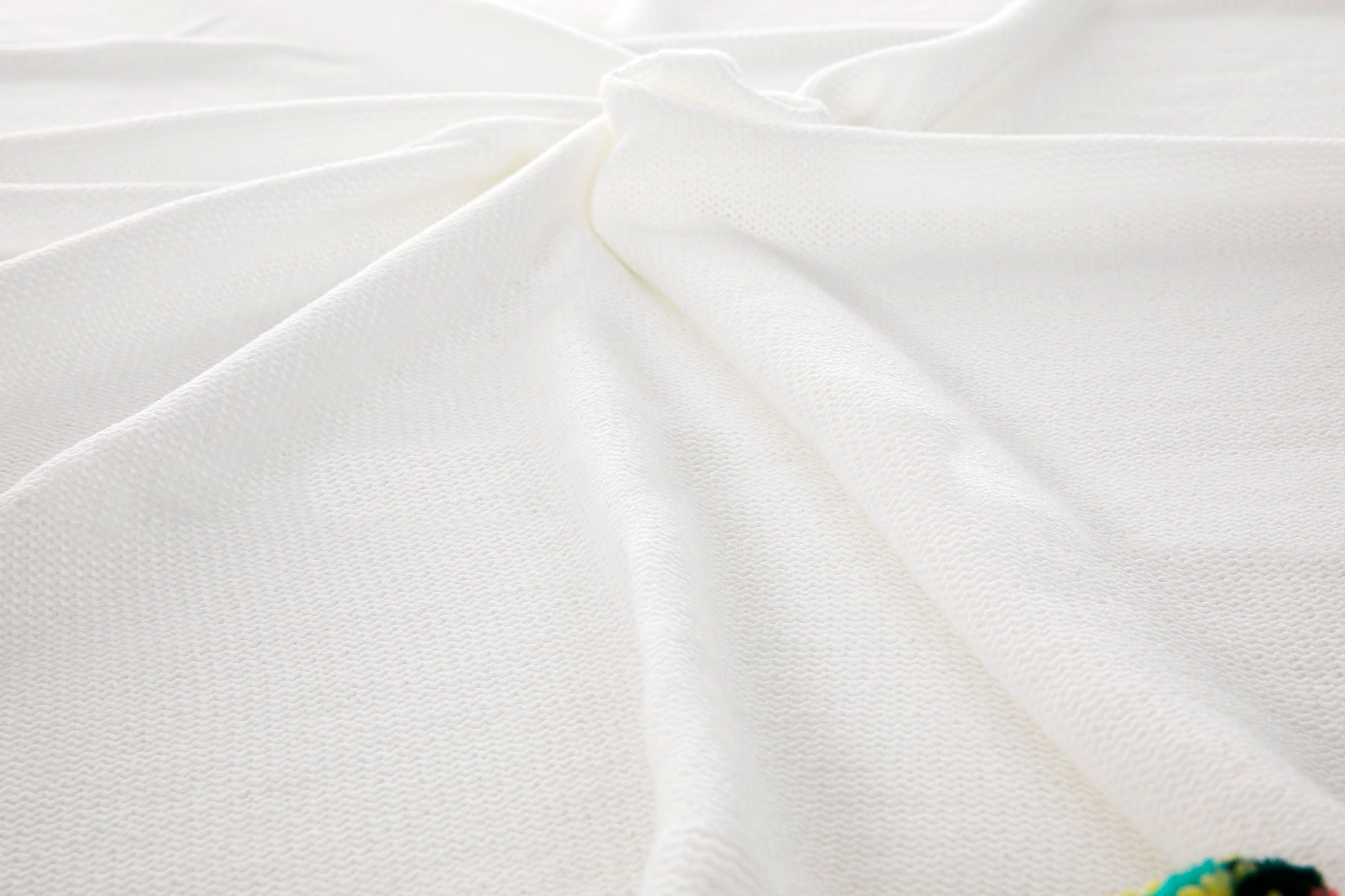 Pompom БЕБЕШКО ОДЕАЛО С помпони Трикотаж 90x90 cm White