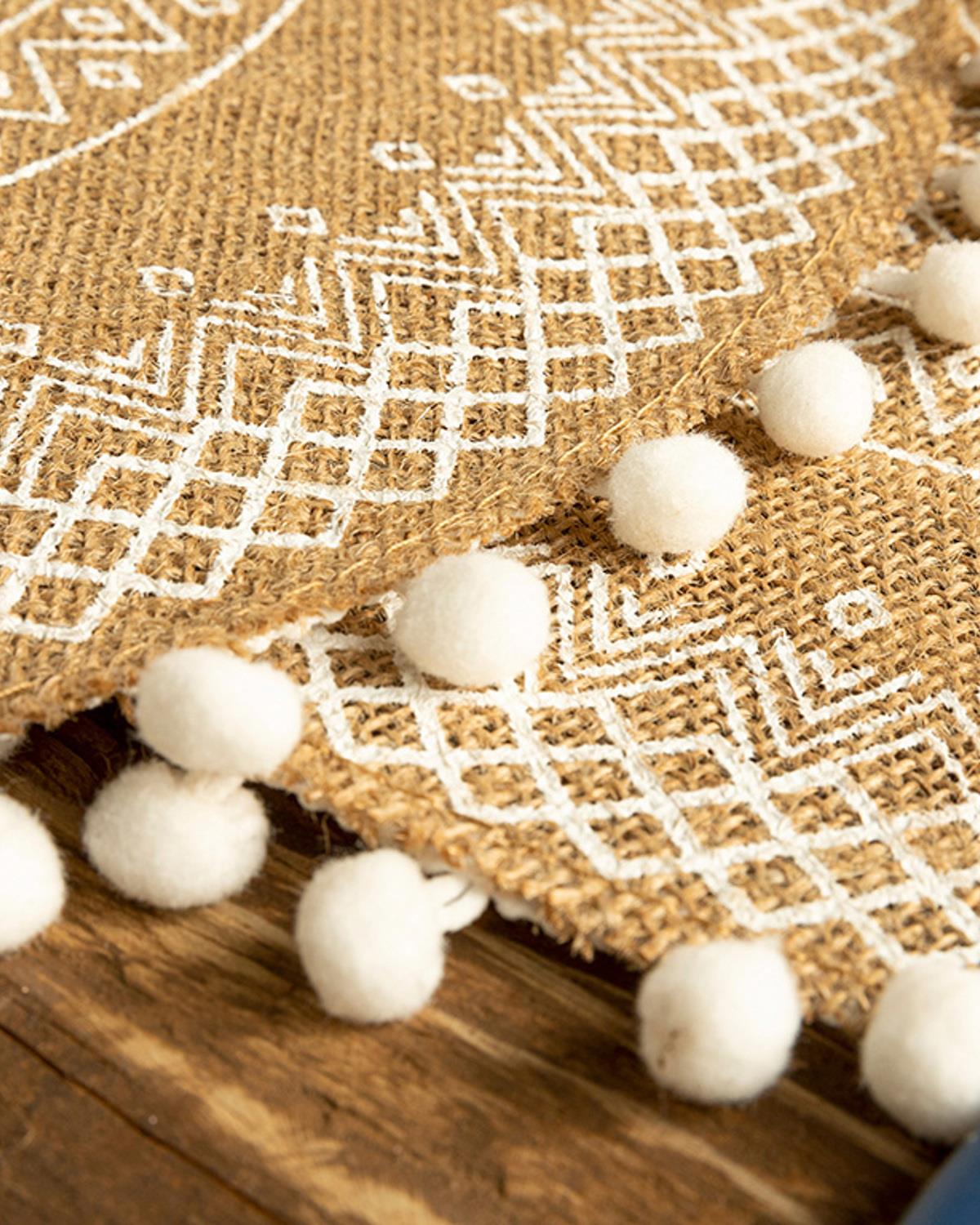 Pompon Подложки За Хранене 2 бр. Юта 38 см Бял