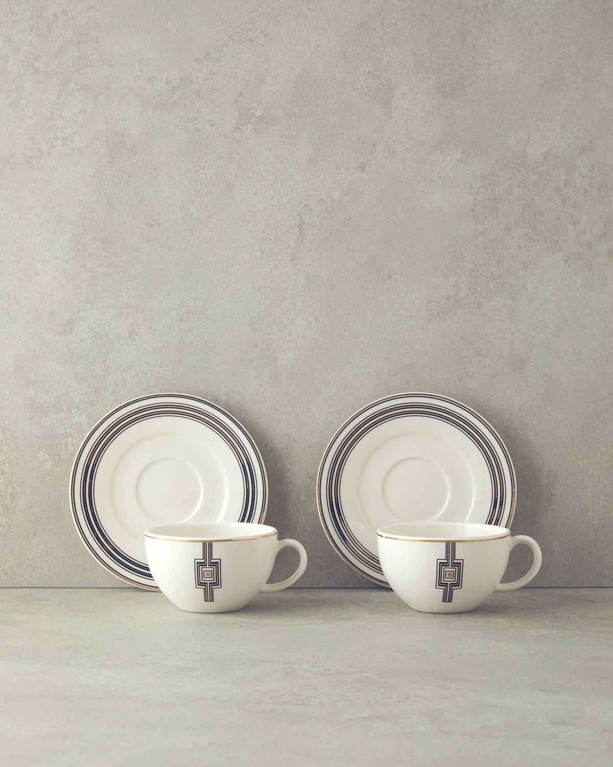 Prudence Сервиз За Чай 4 части за 2 души Костен порцелан 210 мл Черен