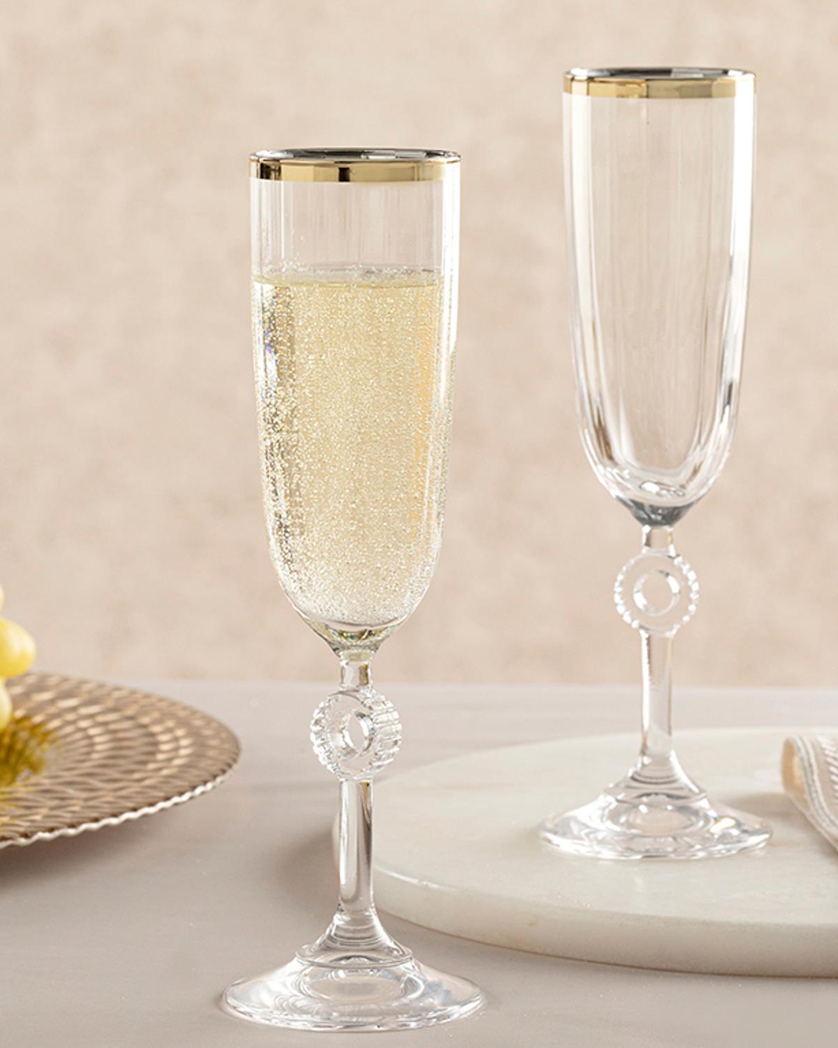 Puget Чаша За Шампанско 2 Бр., Стъкло, Златисто, 150 Ml