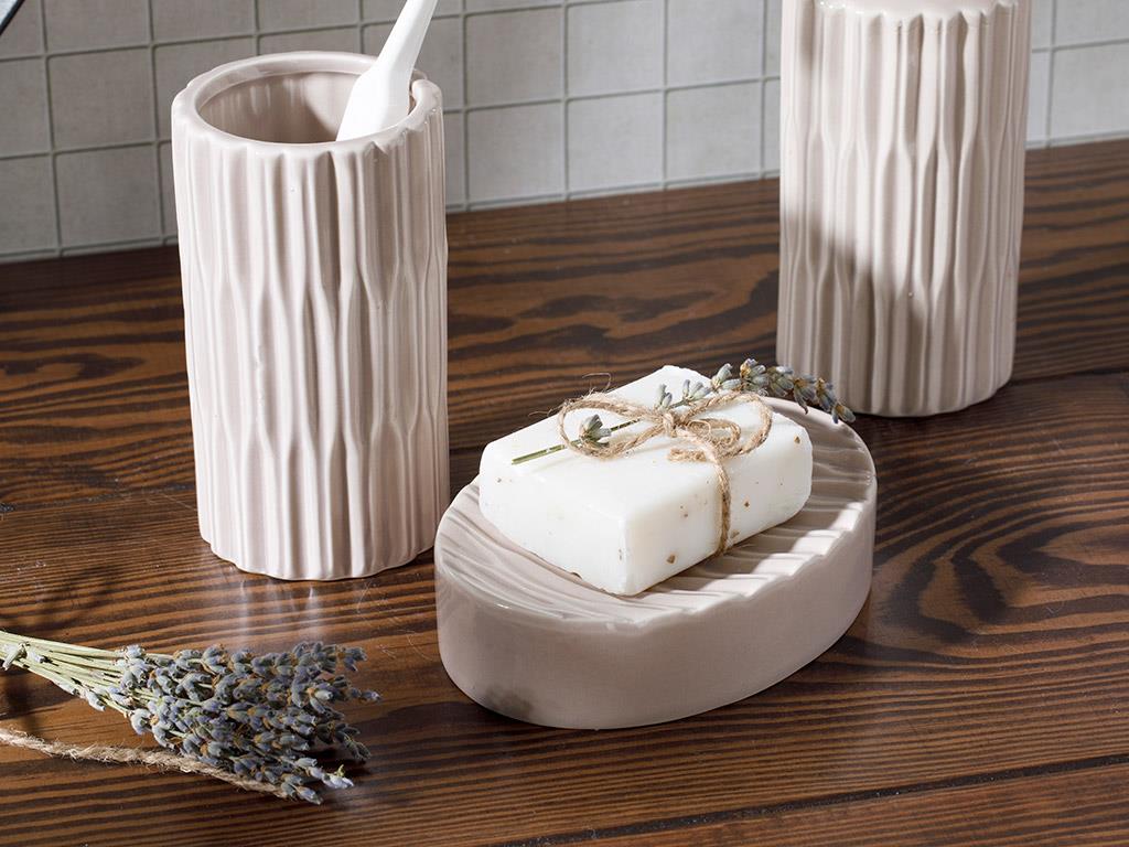 Pure КОМПЛЕКТ ЗА БАНЯ 3 бр. Керамичен 17,5x11,9x12,5 cm Light Gray