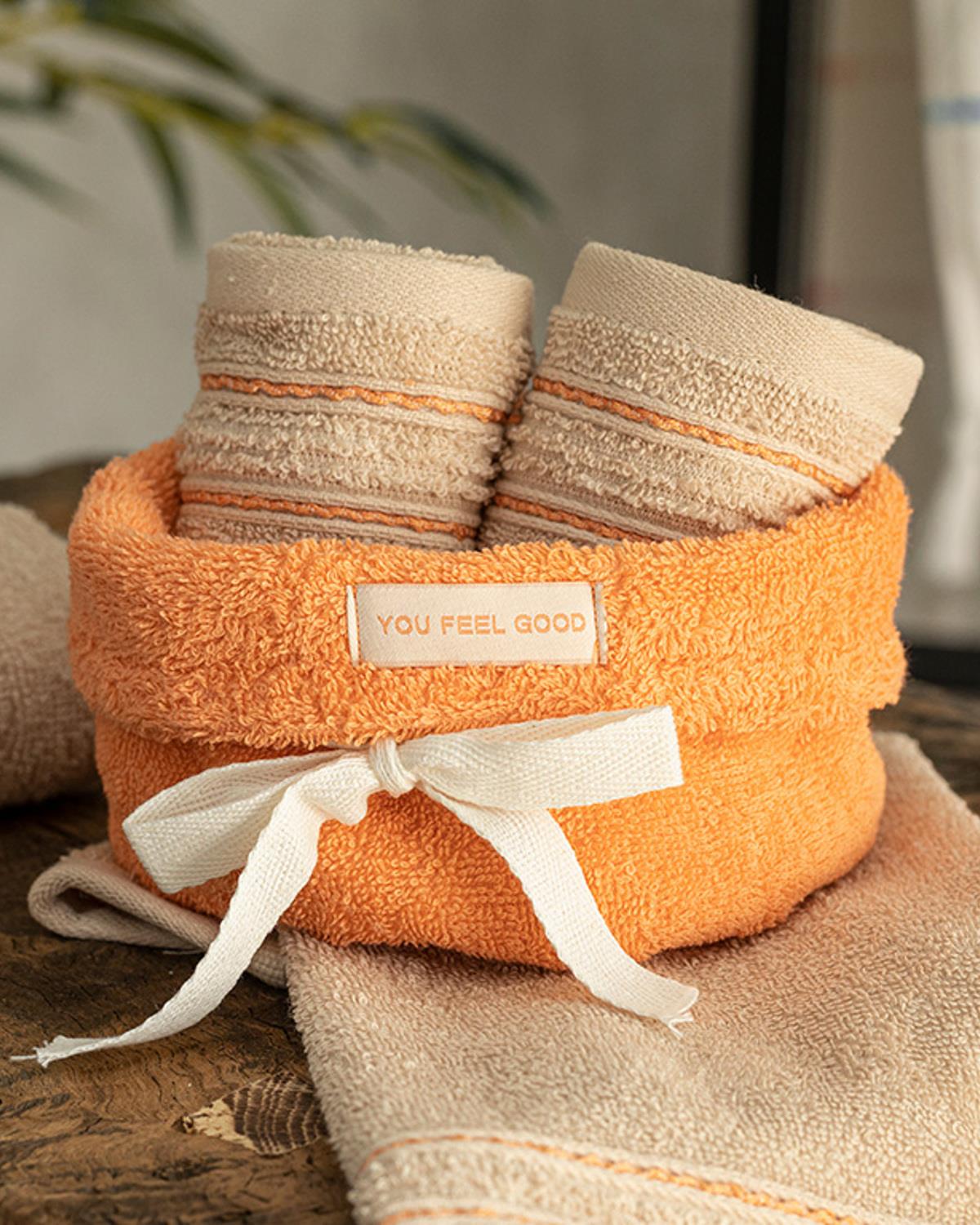 Quadro Комплект Кърпи Комплект 4 бр. Памучен 30x40 см Оранжев - Бежов