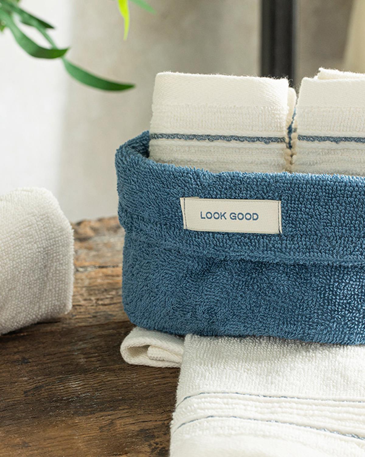 Quadro Хавлия Комплект 4 Бр., Памучен, Кобалтово Синьо-Екрю, 30 X 40 Cm