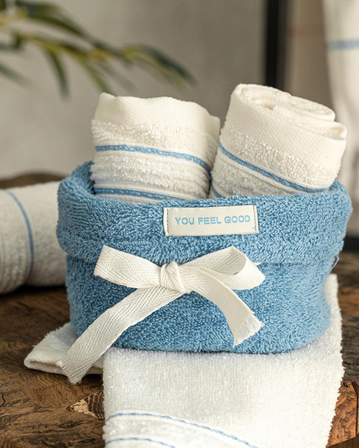 Quadro Комплект Кърпи Комплект 4 бр. Памучен 30x40 см Екрю - Син