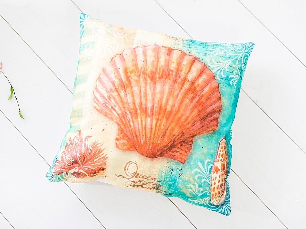 Queen Scollop ВЪЗГЛАВНИЦА Пълно Дигитална щампа 45x45 cm Coral