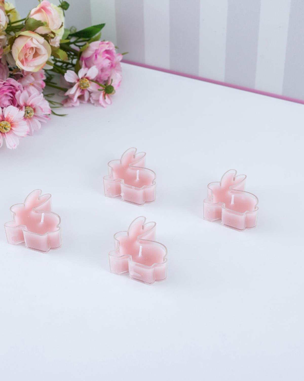 Rabbits Свещ 4 бр. 11,8x10,5x2,5 см Розов