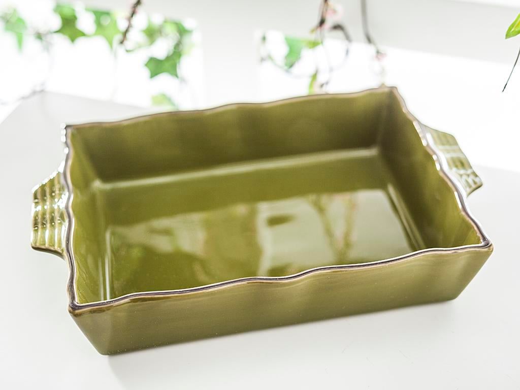 Rectangular ТЕПСИЯ ЗА ФУРНА Stoneware 28 cm Koyu Yeşil