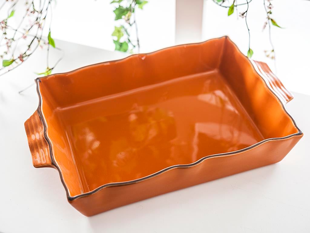Rectangular ТЕПСИЯ ЗА ФУРНА Stoneware 36 cm Orange,