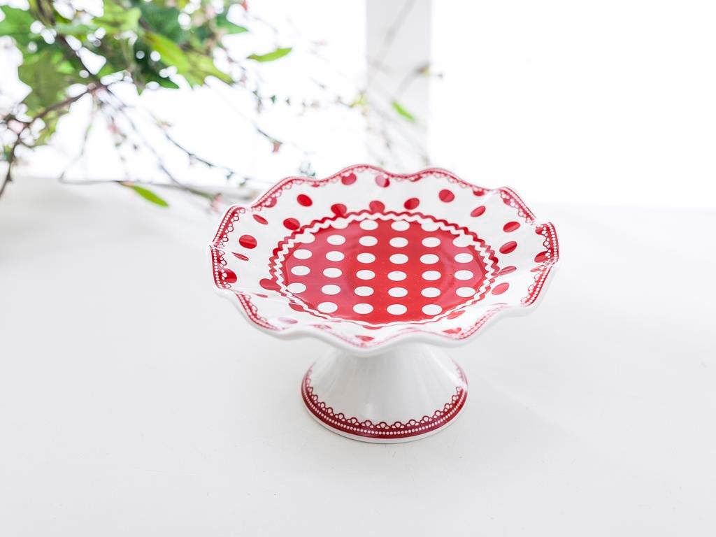 Red Dots Чиния за Сервиране Bone China . Dark Red