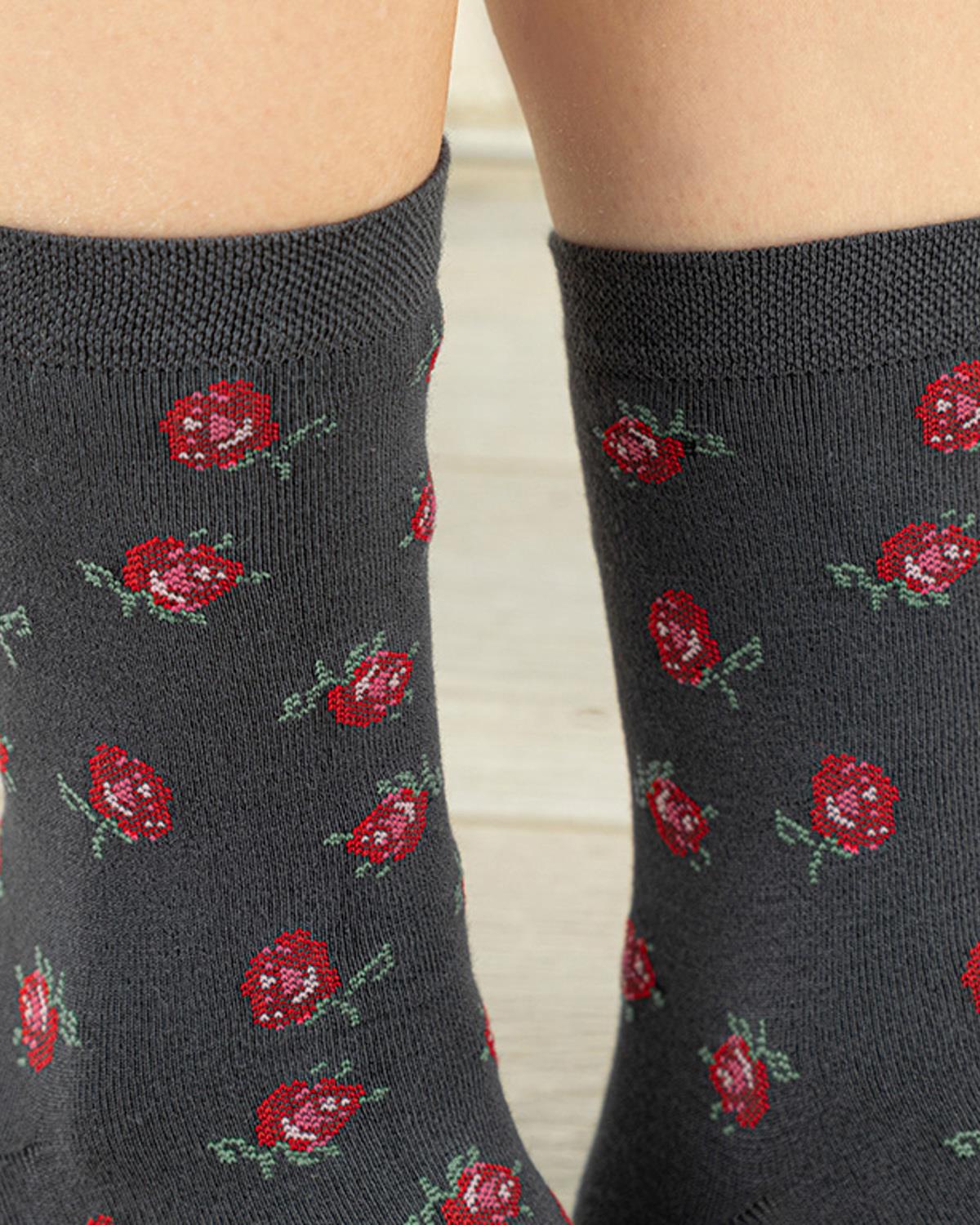 Red Rose Дълги Чорапи Жена Бамбук 36-40 Сив