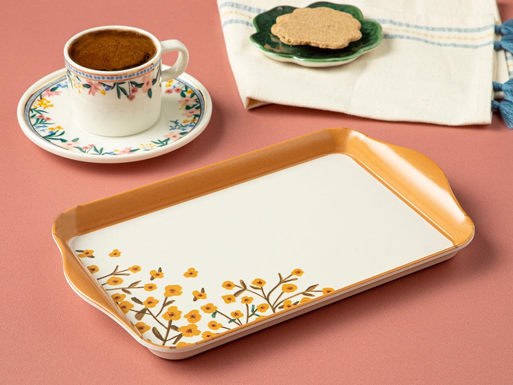 Rio Flowers Melamine Tray 23,5x14,5 cm Mustard