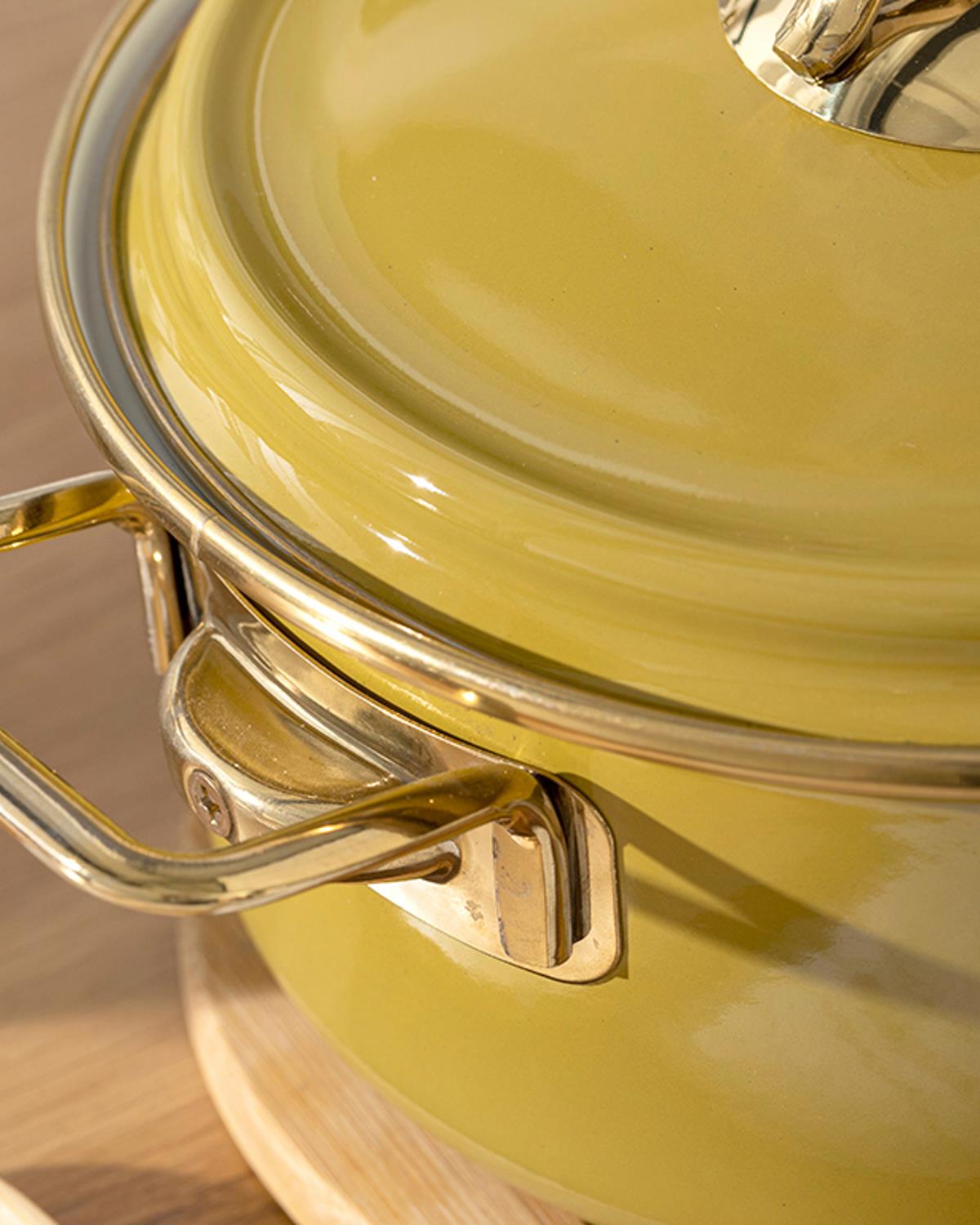 Rona Тенджера С капак Емайлиран 16 см Киви зелено