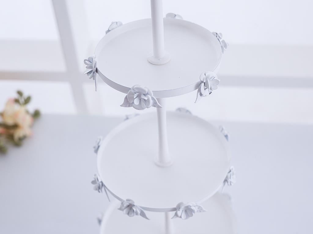 Rosa Love СЕРВИЗ НА ЕТАЖИ 3 бр. Ковано желязо 13,0x13,0x37,5 cm White