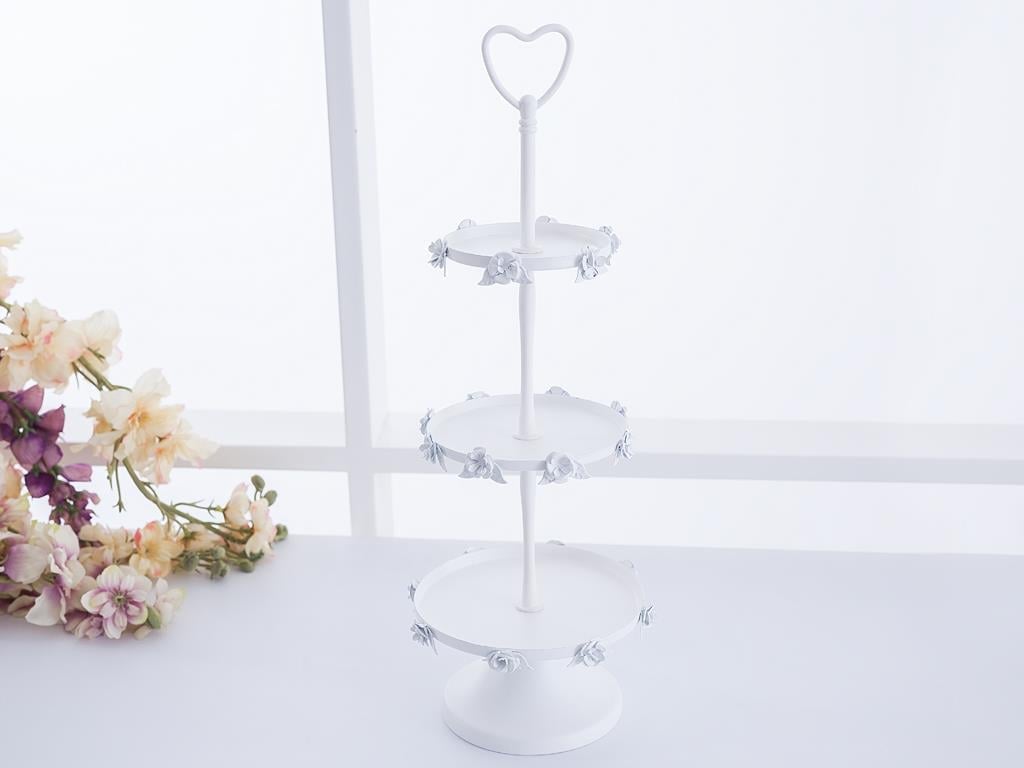 Rosa Love СЕРВИЗ НА ЕТАЖИ 3 бр. Ковано желязо 13,0x13,0x37,5 cm White