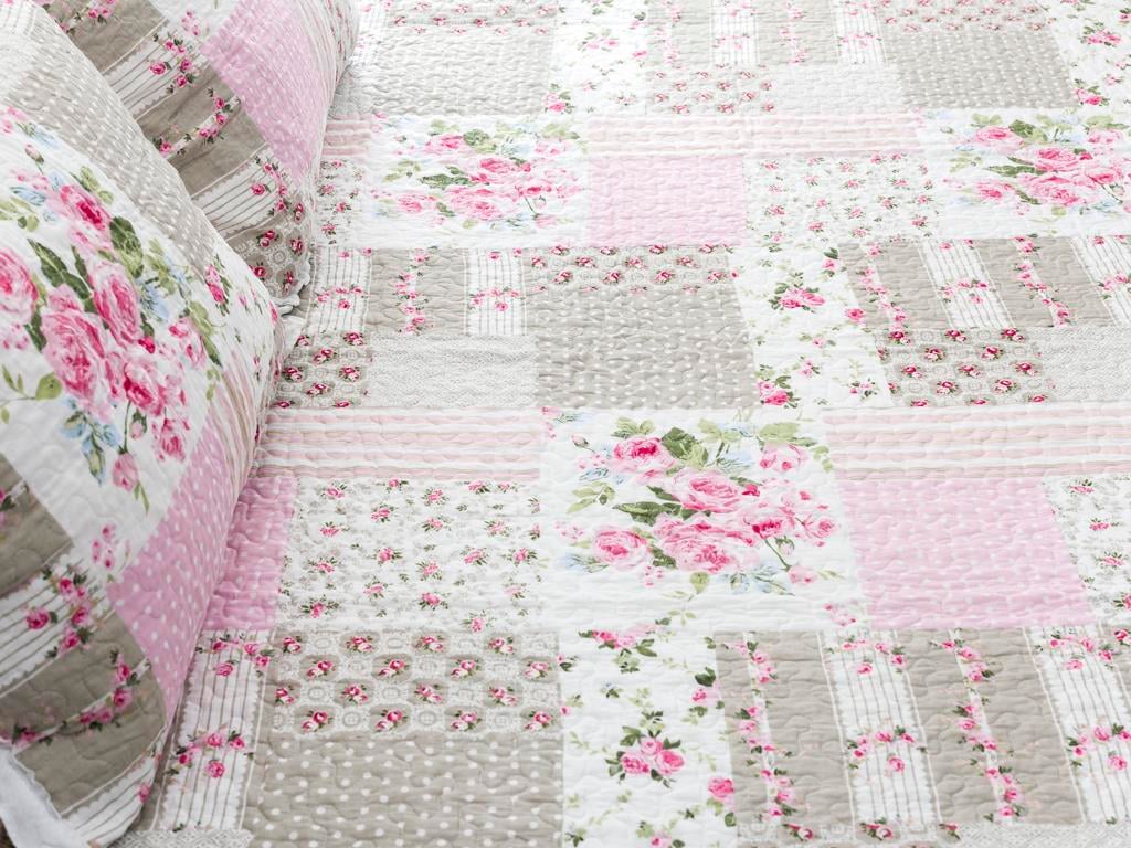 Rosaria ПОКРИВКА ЗА ЛЕГЛО К Tek Kişilik Печворк 160x240 cm Pink