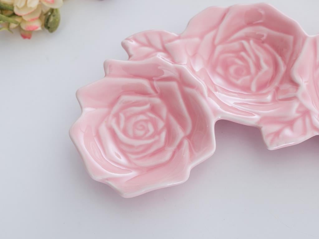 Rose Купички за Ядки С 3 отделения Stoneware 22,0x10,5x25,5 cm Pink