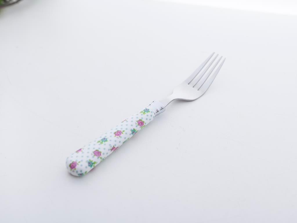 Rose And Lace Stainless Steel 6 pcs Dessert Fork 1.5 mm White