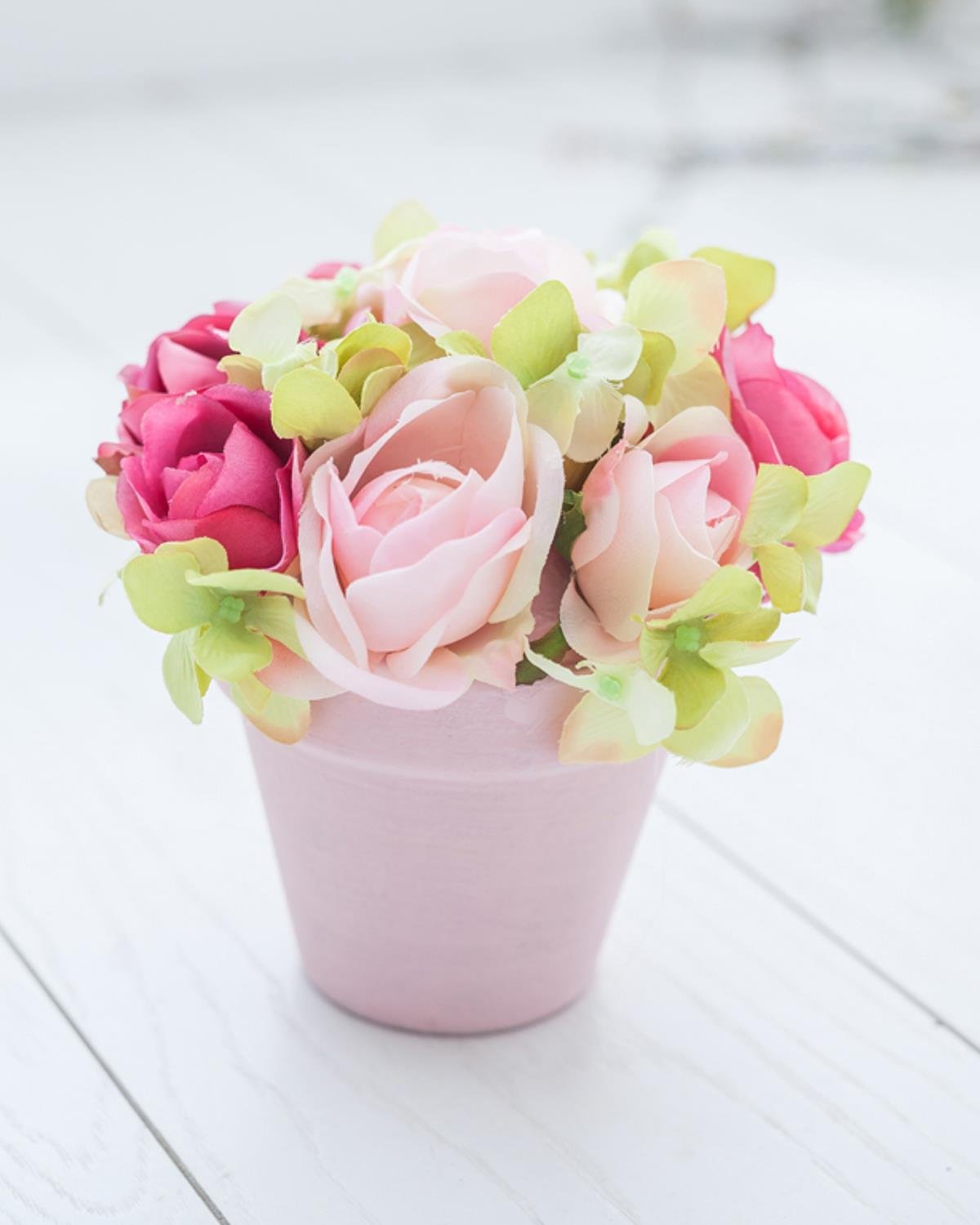 Rose Hydrangea Pot Изкуствено Цвете 16 см Розов