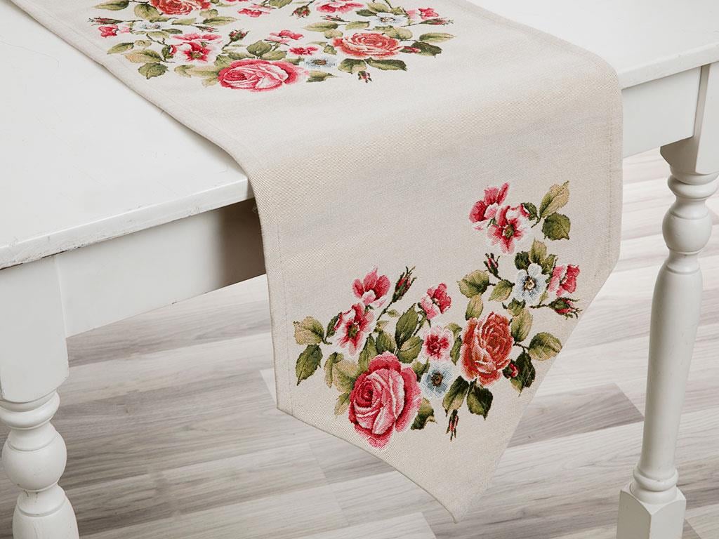 Rose Scroll Ранър Панама 35x135 cm Pink