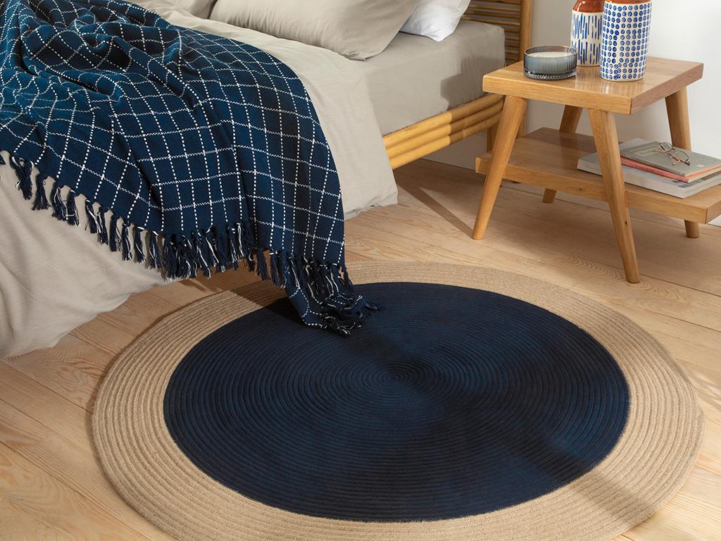 Round Декоративен Килим От Юта Юта 120 см Морскосин