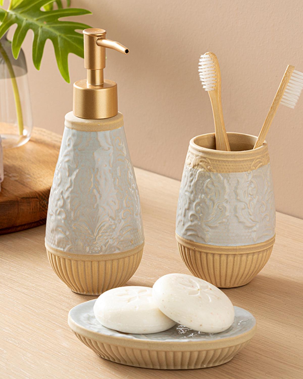 Royal Комплект За Баня 3 бр. 8x8x20+7x7x10+14x10x3 см Сив