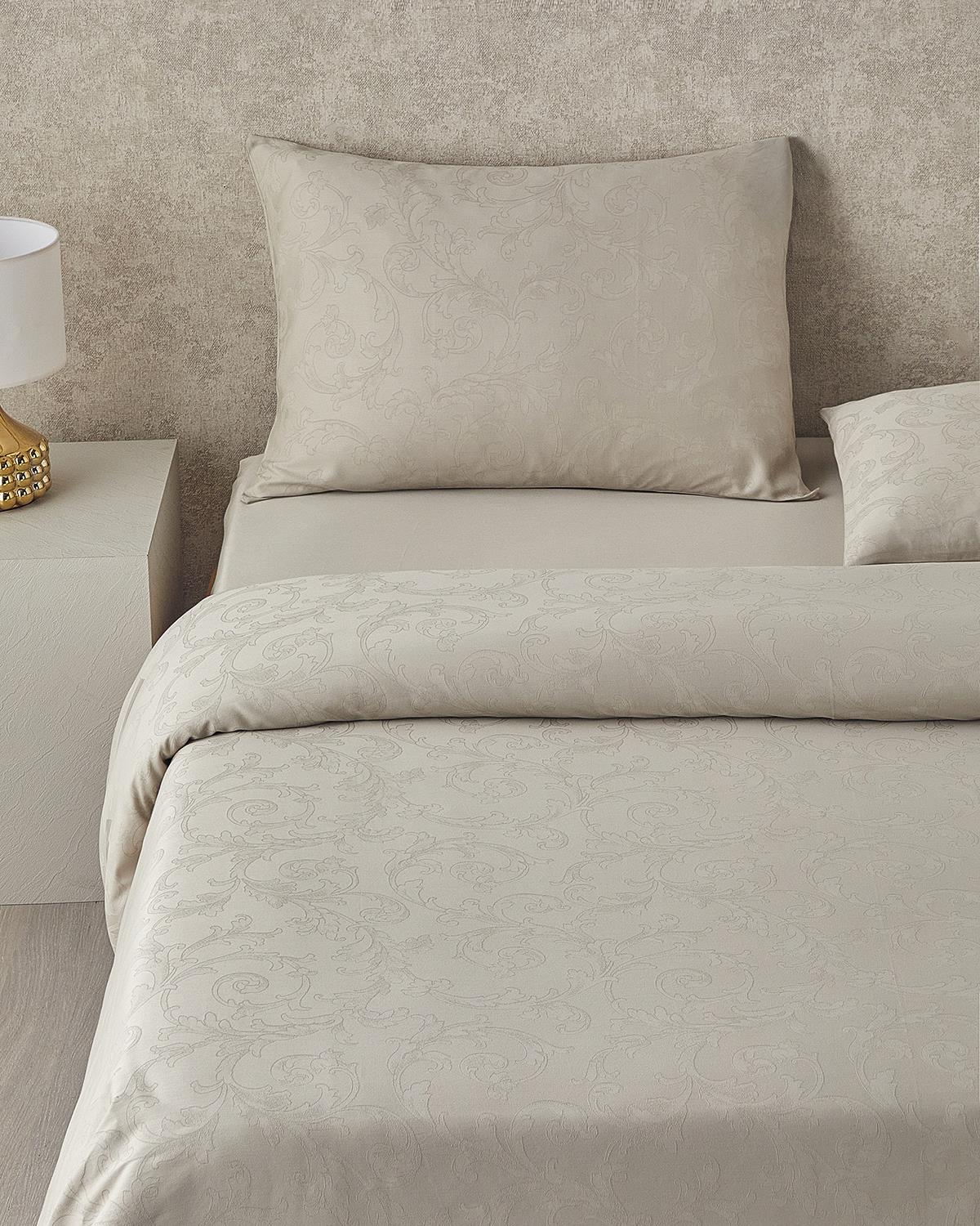 Royal Scroll Спален Комплект Двоен Памучен сатен с жакард 200x220 см Каменно сив..