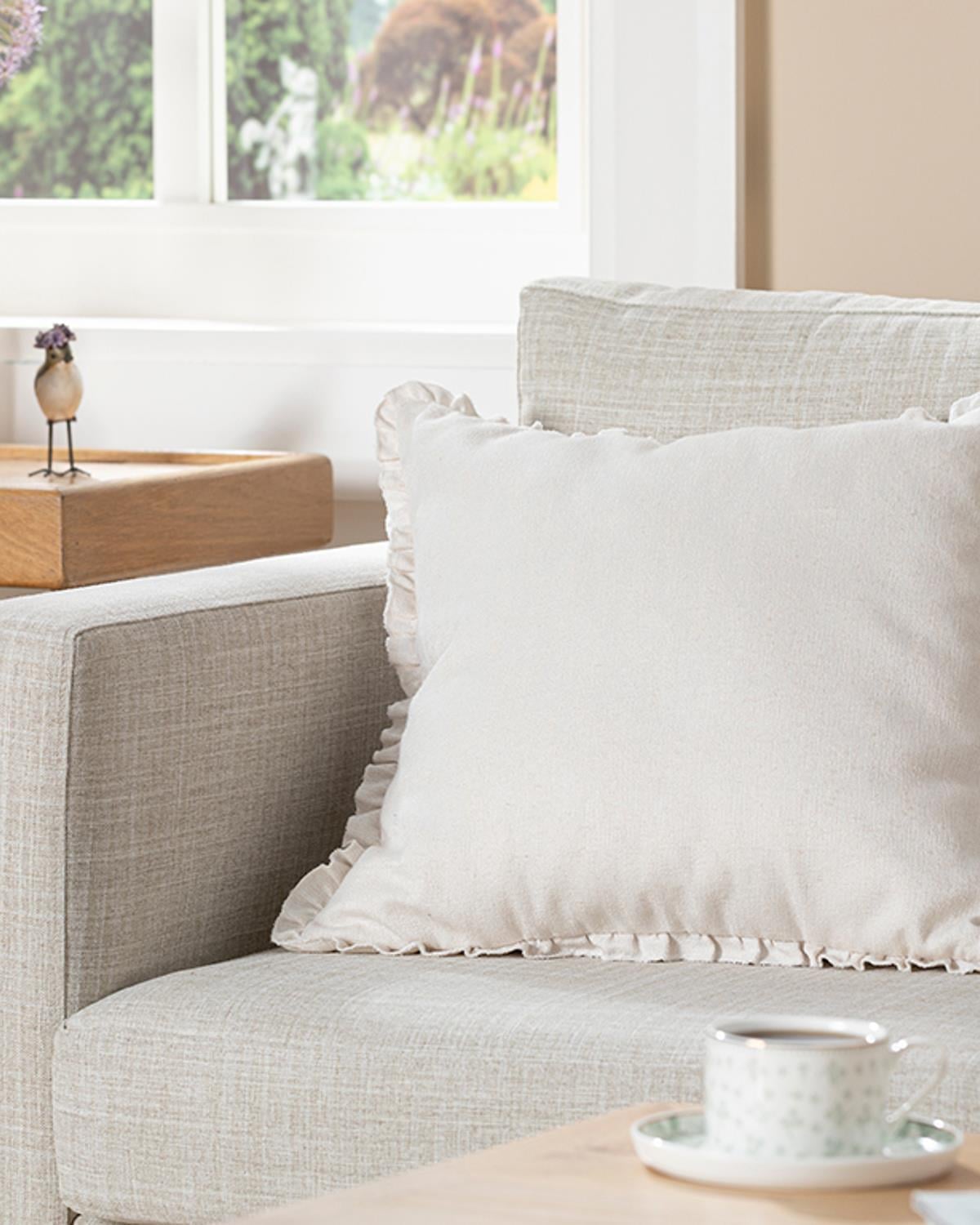 Ruffle Декоративна Възглавница С волан 45x45 см Екрю